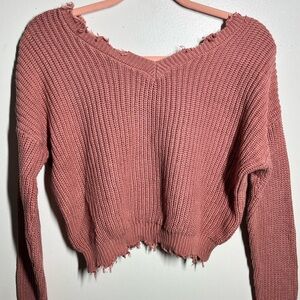 Moon & Madison Frayed Hem Sweater